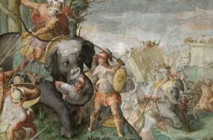 Hannibal Fighting a Roman Legion in the Alps by School of Raphael